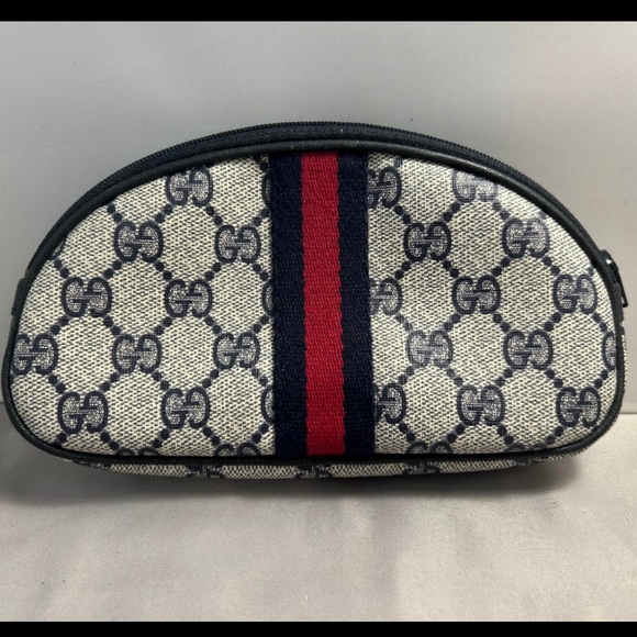 Gucci Monogram Pouch with Red and Blue Accent